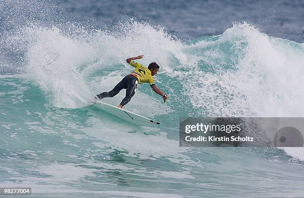 Jadson Andre of Brasil surfs during round 2 of the Rip Curl Pro on April 6, 2010 in Bells Beach, Australia.