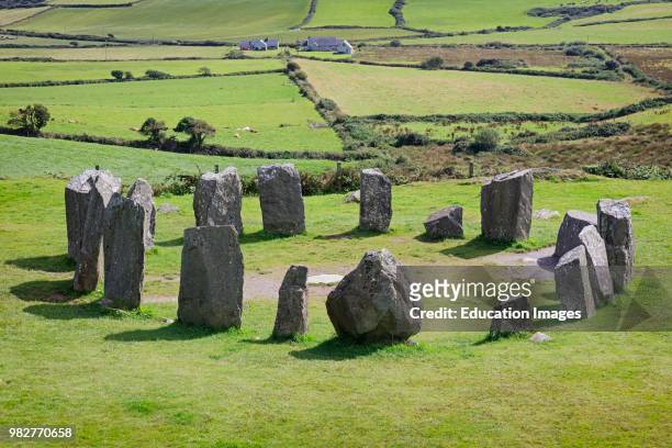 Near Glandore, County Cork, Republic of Ireland. Drombeg recumbent stone circle. It is also known locally as The Druid's Altar. The structure dates...