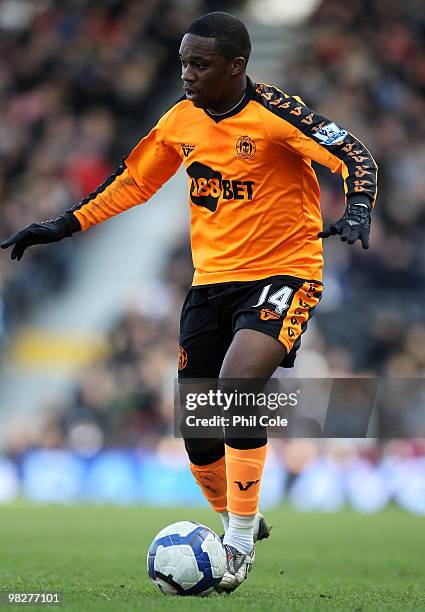 Charles N'Zogbia of Wigan Athletic in action during the Barclays Premier League match between Fulham and Wigan Athletic at Craven Cottage on April 4,...