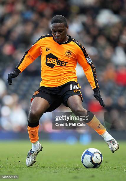 Charles N'Zogbia of Wigan Athletic in action during the Barclays Premier League match between Fulham and Wigan Athletic at Craven Cottage on April 4,...