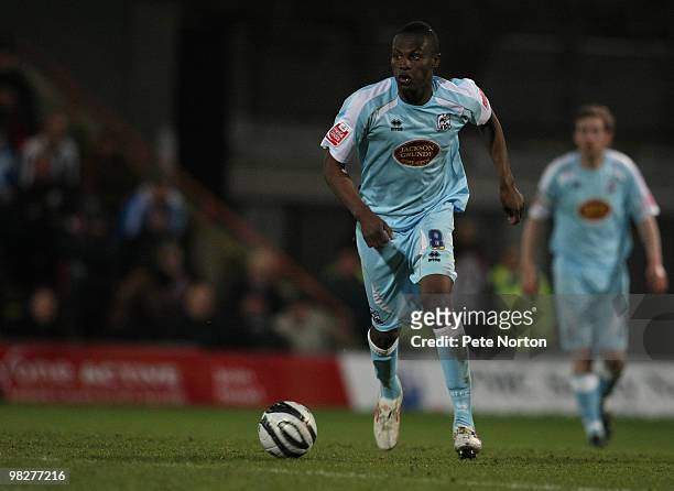 Abdul Osman of Northampton Town in action during the Coca Cola League Two Match between Grimsby Town and Northampton Town at Blundell Park on April...