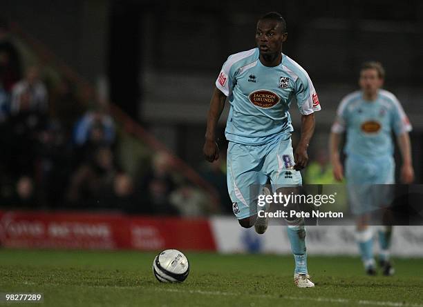 Abdul Osman of Northampton Town in action during the Coca Cola League Two Match between Grimsby Town and Northampton Town at Blundell Park on April...