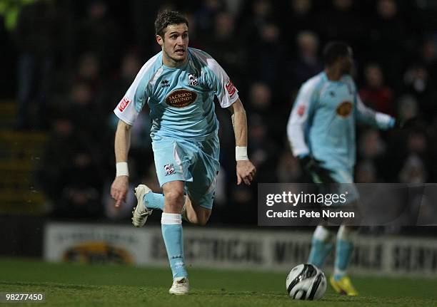Ryan Gilligan of Northampton Town in action during the Coca Cola League Two Match between Grimsby Town and Northampton Town at Blundell Park on April...