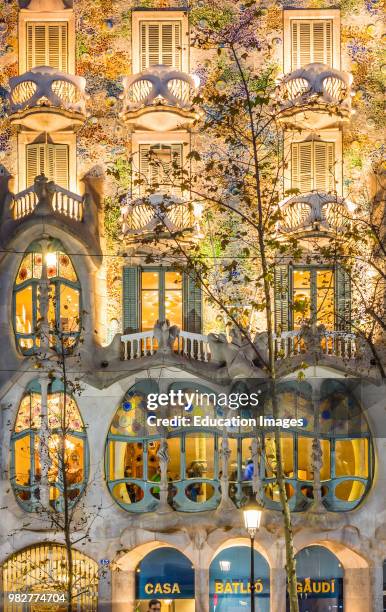 Spain, Catalonia, Barcelona, Casa Batllo, modernist architecture by Antoni Gaudi.