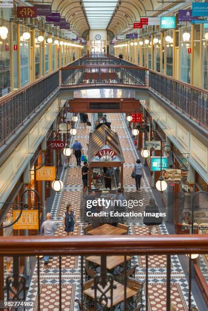 Interior view of Adelaide Arcade, on Rundle Street Mall, Adelaide, South Australia, Australia.