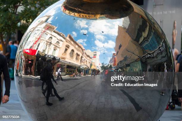 Modern sculpture `The Malls Balls' in Rundle Street Mall the main shopping center in Adelaide, South Australia.