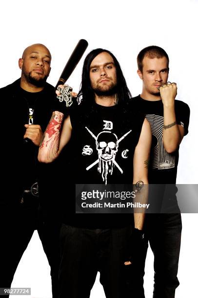 Howard Jones of Killswitch Engage, Bert McCracken of The Used and Matthew Davies-Kreye of Funeral For A Friend, pose for a portrait on 23rd October...