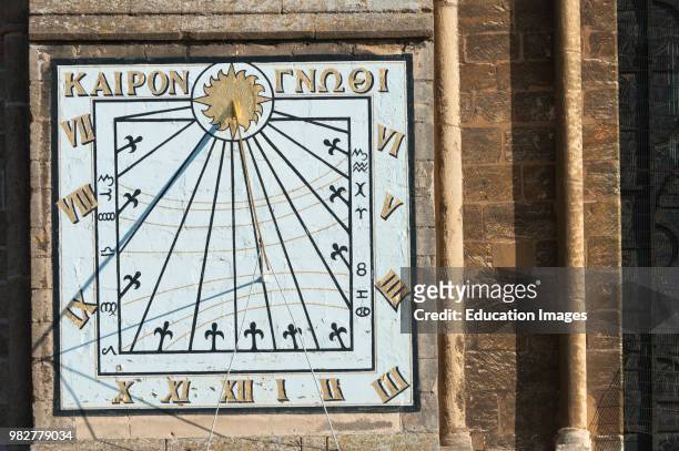 Sundial at Ely Cathedral, Ely, Cambridgeshire, England.