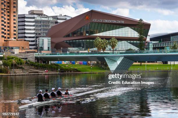 Adelaide Convention Centre over River Torrens, South Australia.