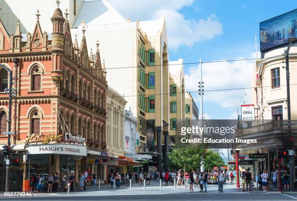 Haigh's Chocolates store on the corner of Rundle street and Frome street in Adelaide's main shopping precinct, South Australia. Australia.