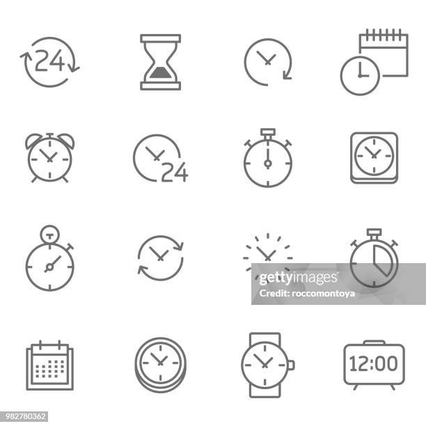 stockillustraties, clipart, cartoons en iconen met tijd pictogrammenset - illustratie - klok
