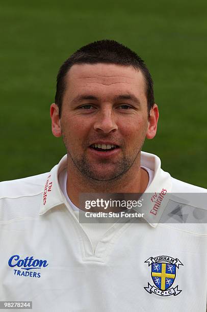 Durham bowler Stephen Harmison looks on during the Durham CCC photocall at the Riverside on April 6, 2010 in Chester-Le-Street, England.