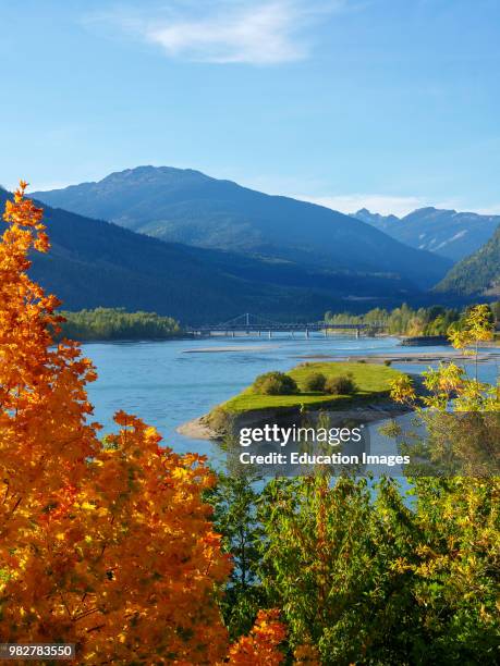 The Columbia River and fall, autumn, colors. Golden. British Columbia. Canada.