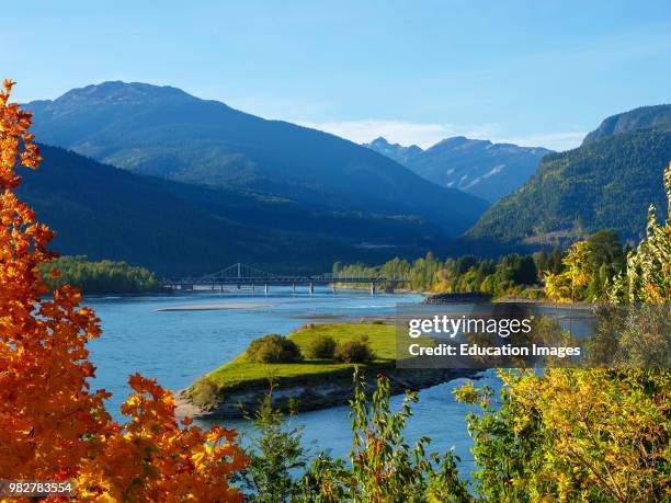 The Columbia River and fall, autumn, colors. Golden. British Columbia. Canada.