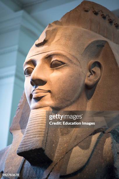 The Younger Memnon, a colossal granite head of Pharaoh Ramesses II in the British Museum, London, England, Britain, UK.