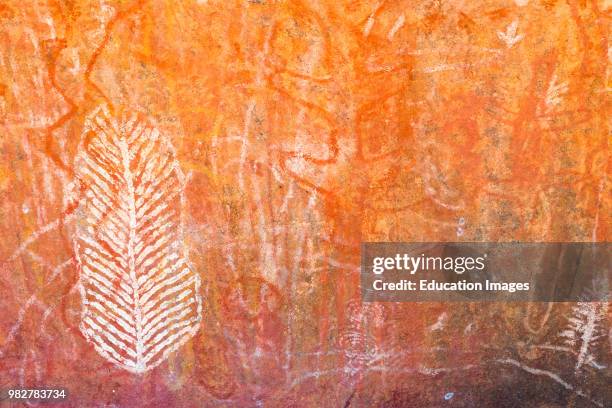 Aboriginal cave art at Uluru, Central Australia.