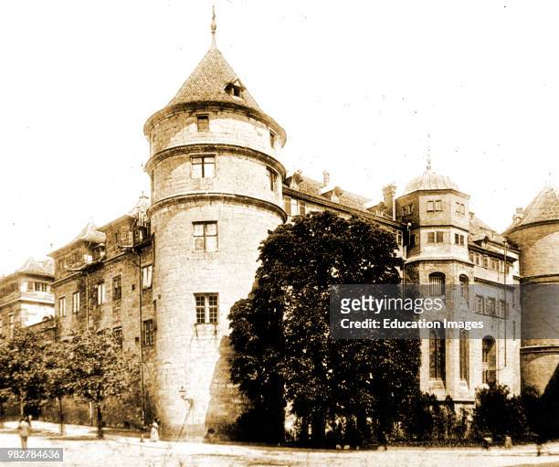 Altes Schloss Castle, Stuttgart, Germany Vintage Photograph.