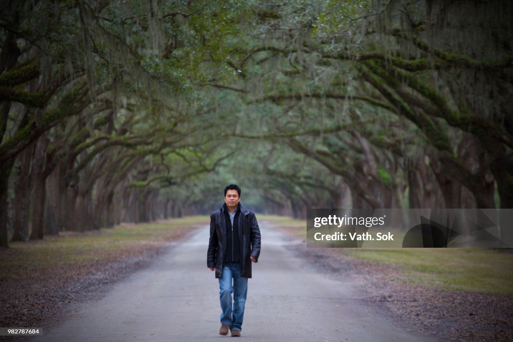 Me walking at Wormsloe plantation in Savannah, GA
