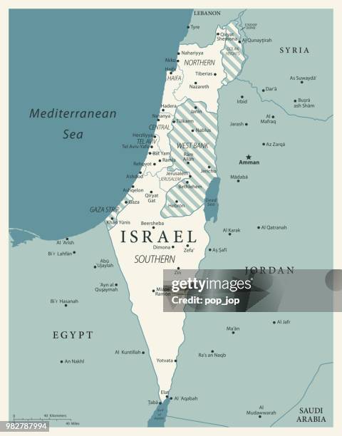 24 - israel - vintage murena isolated 10 - map of israel stock illustrations