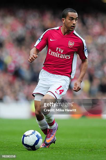 Theo Walcott of Arsenal during the Barclays Premier League match between Arsenal and Wolverhampton Wanderers at the Emirates Stadium on April 3, 2010...