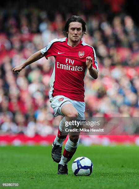 Tomas Rosicky of Arsenal during the Barclays Premier League match between Arsenal and Wolverhampton Wanderers at the Emirates Stadium on April 3,...