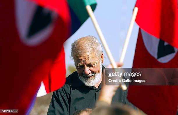 South African right wing extremist and leader of the Afrikaner movement the AWB, Eugene Terre'Blanche, smiles after his release from prison on June...