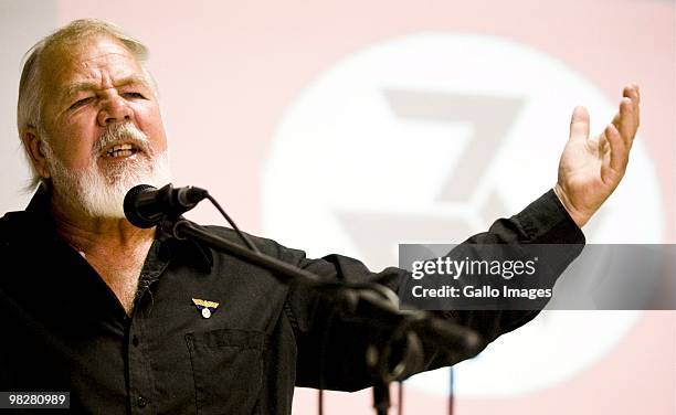 South African right wing extremist and leader of the Afrikaner movement the AWB, Eugene Terre'Blanche, addressing AWB members on February 1, 2009 in...