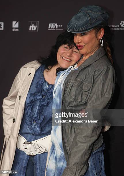German actress Doreen Dietel and her mother pose for photographers during the premiere of the new film 'Waffenstillstand' on March 31, 2010 in...