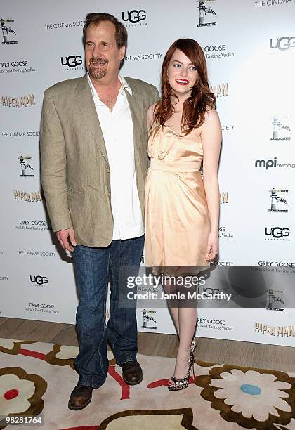 Jeff Daniels and Emma Stone attend the Cinema Society with UGG & Suffolk County Film Commission's screening of "Paper Man" at the Crosby Street Hotel...