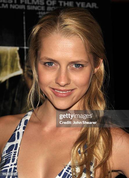 Actress Teresa Palmer arrives at the Los Angeles premiere of 'The Square' at the Landmark Theater on April 5, 2010 in Los Angeles, California.