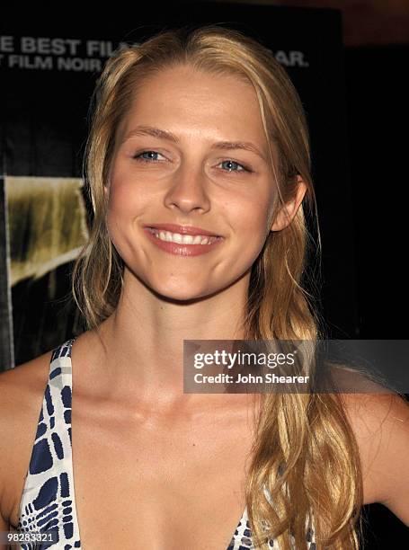 Actress Teresa Palmer arrives at the Los Angeles premiere of 'The Square' at the Landmark Theater on April 5, 2010 in Los Angeles, California.