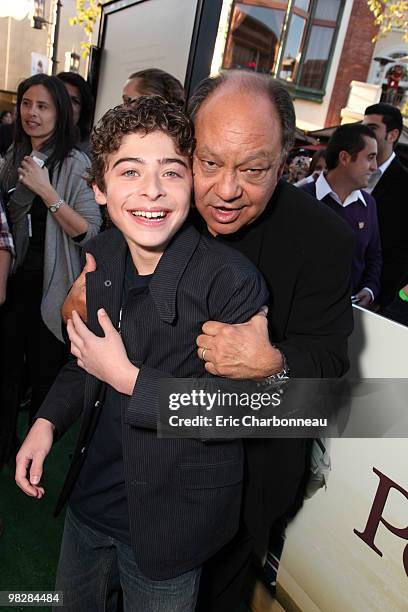 Ryan Ochoa and Cheech Marin at IndustryWorks' Premiere of 'The Perfect Game' at the Grove on April 04, 2010 in Los Angeles, California.