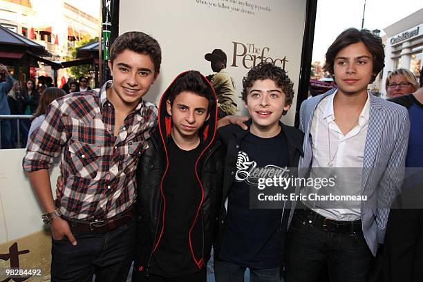 Jansen Panettiere, Moises Arias, Ryan Ochoa and Jake T. Austin at IndustryWorks' Premiere of 'The Perfect Game' at the Grove on April 04, 2010 in Los...