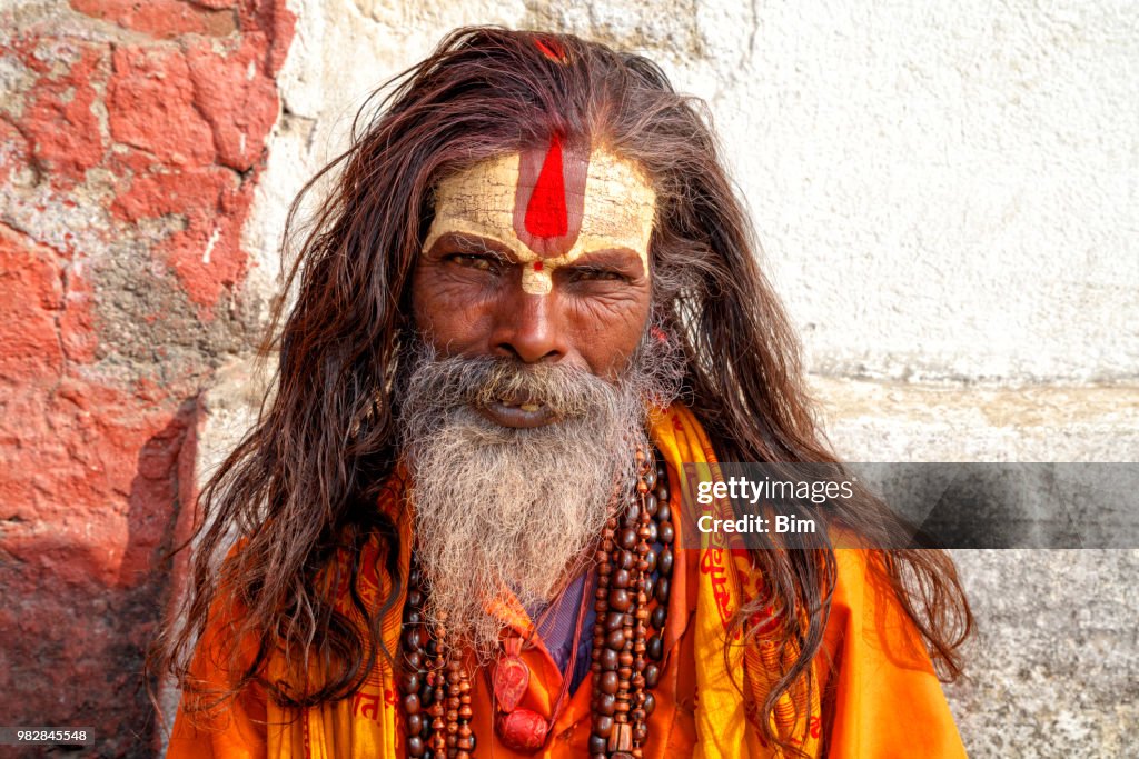 Porträt von Sadhu, Heiliger Mann, Kathmandu, Nepal