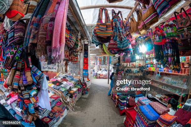 the tourist market at aguas calientes in peru - calientes stock pictures, royalty-free photos & images