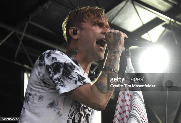 Bert McCracken of The Used performs during the 2018 Vans Warped Tour at Shoreline Amphitheatre on June 23, 2018 in Mountain View, California.