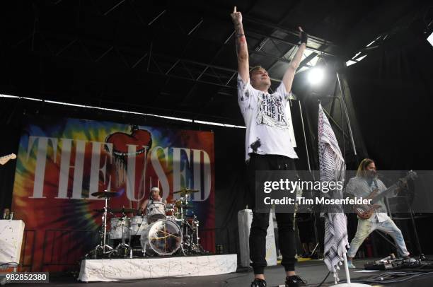 Bert McCracken of The Used performs during the 2018 Vans Warped Tour at Shoreline Amphitheatre on June 23, 2018 in Mountain View, California.