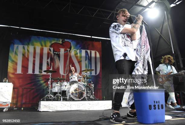 Bert McCracken of The Used performs during the 2018 Vans Warped Tour at Shoreline Amphitheatre on June 23, 2018 in Mountain View, California.