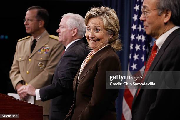 Chairman of the Joint Chiefs of Staff Navy Admiral Mike Mullen, Defense Secretary Robert Gates, Secretary of State Hillary Clinton and Energy...