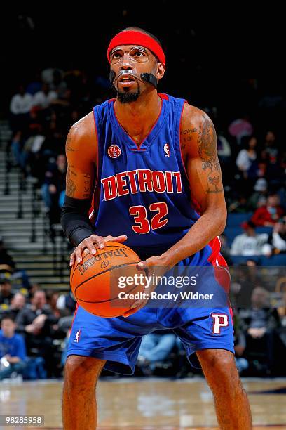 Richard Hamilton of the Detroit Pistons shoots a free throw during the game against the Golden State Warriors on February 27, 2009 at Oracle Arena in...