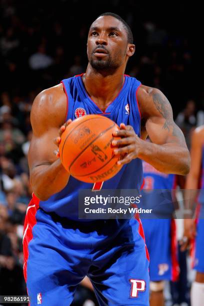 Ben Gordon of the Detroit Pistons shoots a free throw during the game against the Golden State Warriors on February 27, 2009 at Oracle Arena in...