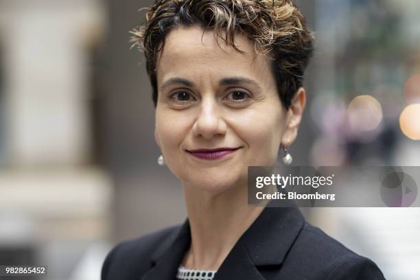 Erminia Johannson, head of U.S. Personal and Business Banking for BMO Harris Bank NA, stands for photograph outside of the company's headquarters in...