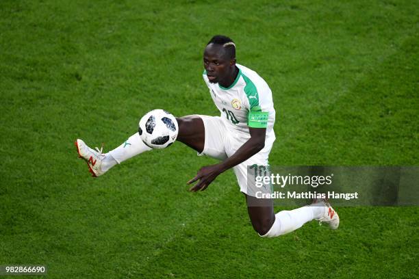 Sadio Mane of Senegal controls the ball during the 2018 FIFA World Cup Russia group H match between Japan and Senegal at Ekaterinburg Arena on June...