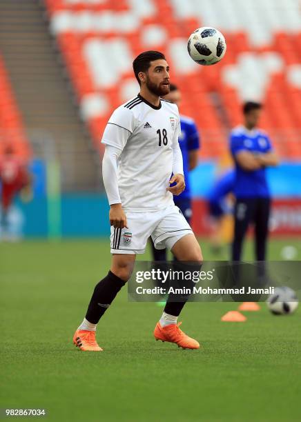 Alireza Jahanbakhsh of Iran of Iran in action during a training session before match between Iran & Portugal on June 24, 2018 in Saransk, Russia.