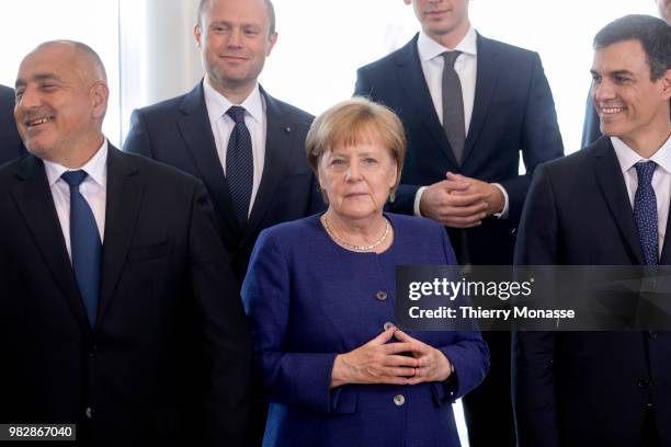 Bulgarian Prime Minister Boiko Metodiev Borissov, Maltese Prime Minister Joseph Muscat, German Chancellor Angela Merkel and Spanish Prime Minister...