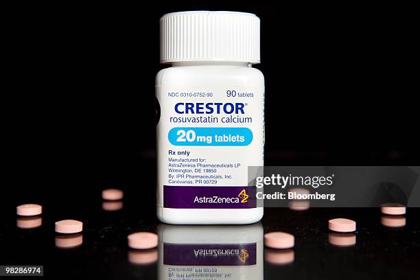 AstraZeneca Plc's cholesterol drug Crestor is arranged for a photograph at New London Pharmacy in New York, U.S., on Tuesday, April 6, 2010....