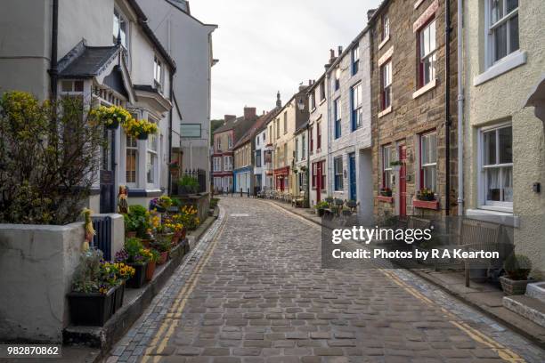 main street in the village of staithes, north yorkshire, england - north yorkshire 個照片及圖片檔