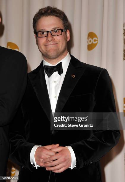 Actor Seth Rogen poses in the 81st Annual Academy Awards press room held at The Kodak Theatre on February 22, 2009 in Hollywood, California.