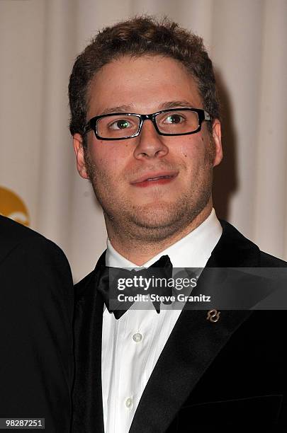 Actor Seth Rogen poses in the 81st Annual Academy Awards press room held at The Kodak Theatre on February 22, 2009 in Hollywood, California.