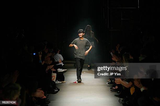 Designer Alexander Wang on the runway during Alexander Wang Fall 2008 during Mercedes-Benz Fashion Week at Eyebeam on February 2, 2008 in New York...